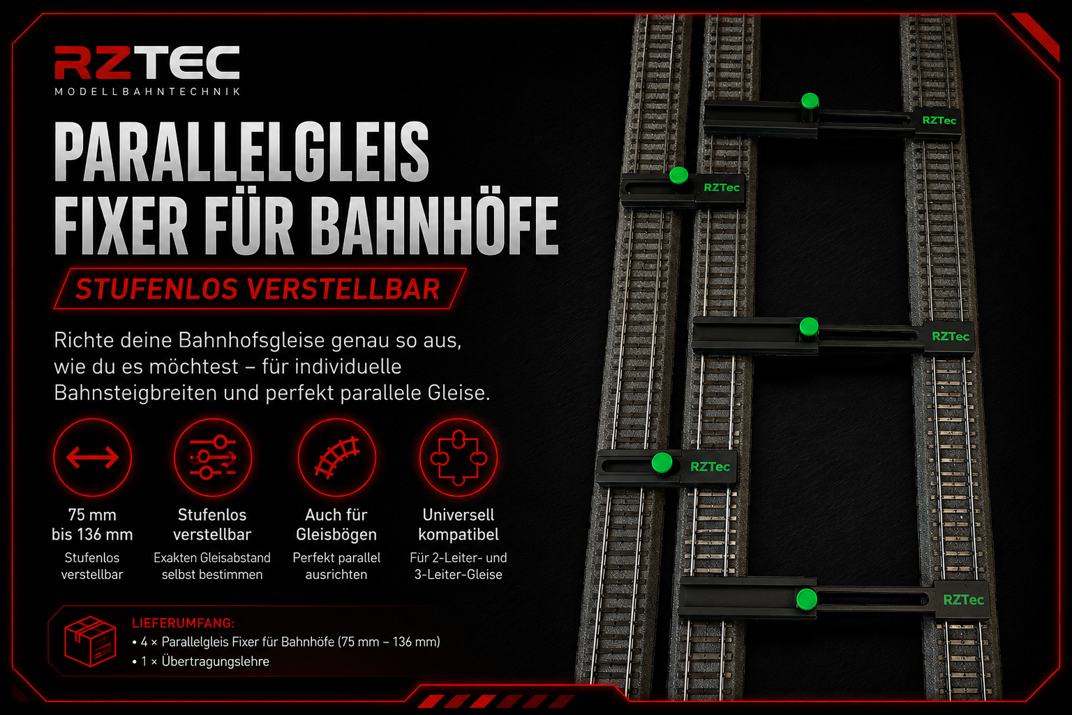 Parallelgleis Fixer (Ausrichtungshilfe) Bahnsteige Startset