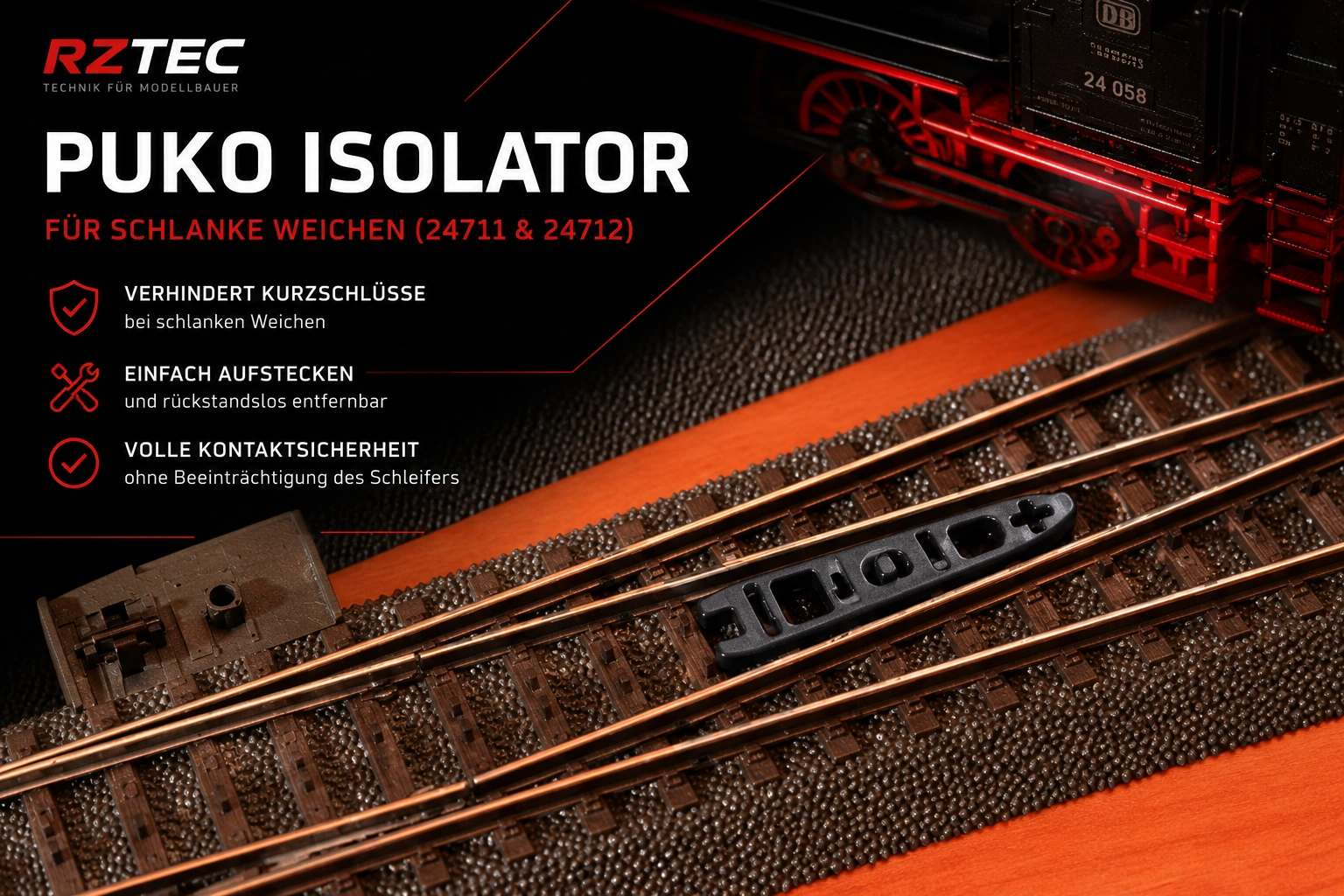 (24711 und 24712) Puko Isolator für schlanke C-Gleis Weiche von Märklin